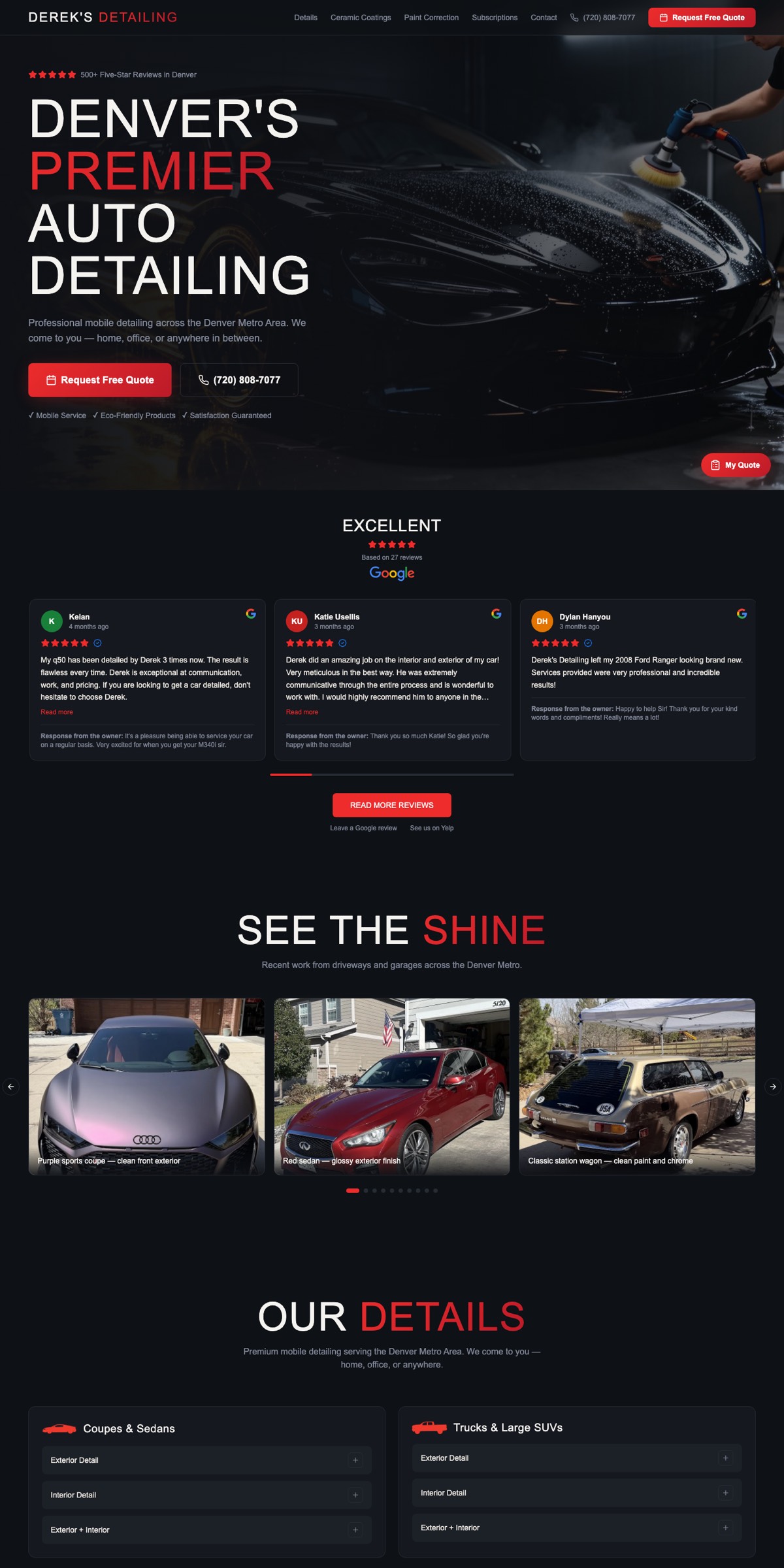 Derek's Detailing home page